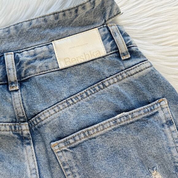 Bershka Light Blue Distressed Wrap Waist Jeans - Picture 6 of 8